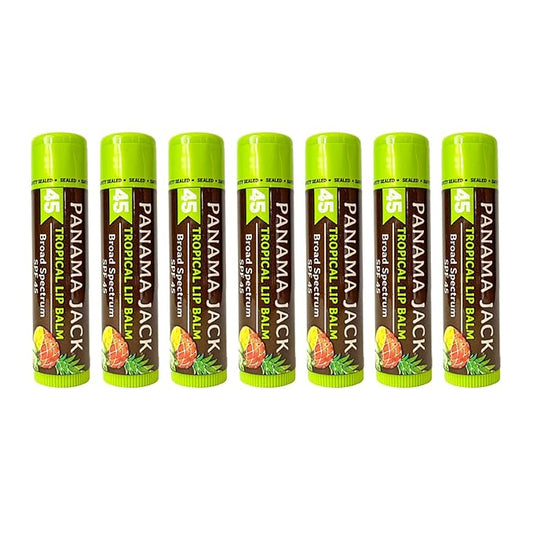 Panama Jack Sunscreen Lip Balm - SPF 45, Broad Spectrum UVA-UVB Sunscreen Protection, Prevents & Soothes Dry, Chapped Lips, Tropical, 7-pack-Velvo Beauty