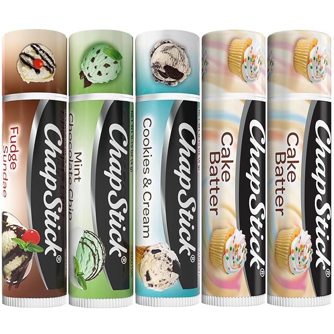 ChapStick Lip Care Bundle – Ice Cream Classics + Cake Batter Lip Balm, 0.15 Ea (5 Piece Set)-Velvo Beauty