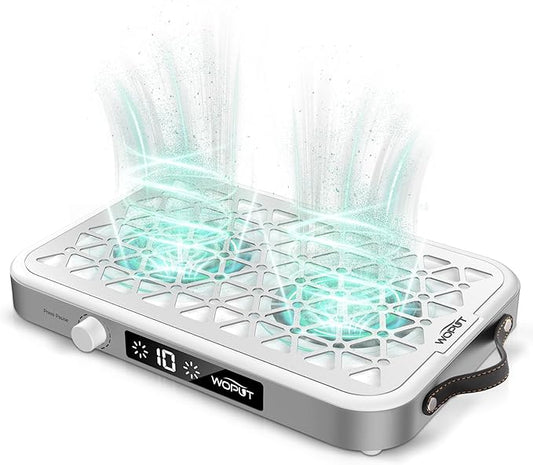 Professional Nail Dust Collector, 1600PA Portable, 10 Speeds, Disposable Filter Papers (30 Pcs), Matte White, Modern, Lightweight, Nail Vacuum for Home & Salon-White-Velvo Beauty