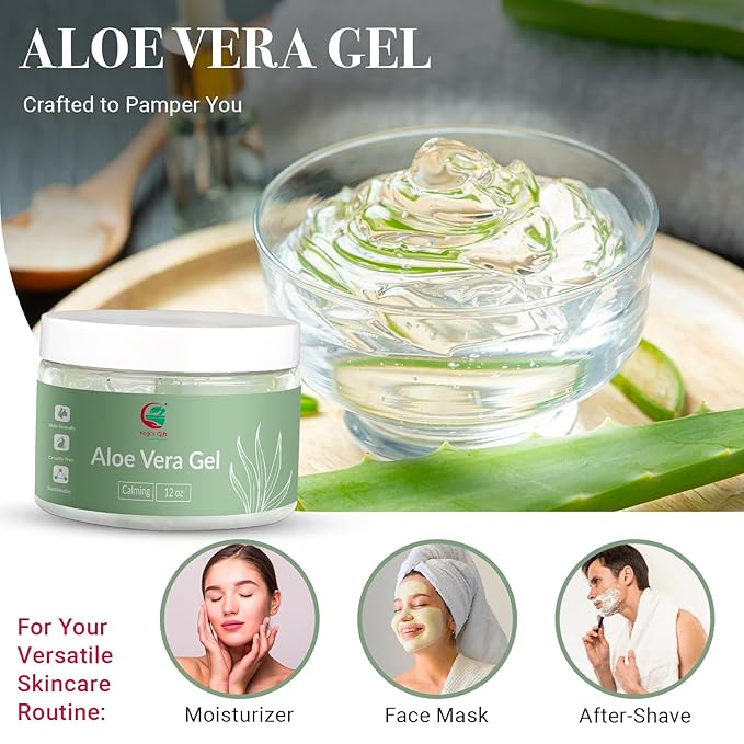 Aloe Vera Gel 12 oz | Unscented | For Face, Scalp & Hair | by Yogi’s Gift®-Velvo Beauty