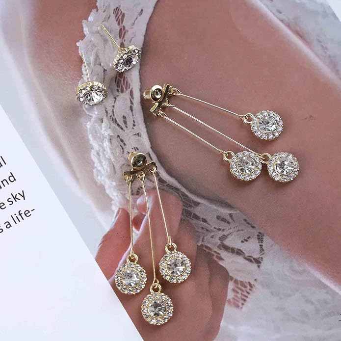 Vintage Crystal Chandelier Drop Earrings Rhinestone Ball Dangle Earrings Gold Rhinestone Stud Earrings Sparkle Bridal Chandelier Earrings Jewelry for Women-Velvo Beauty