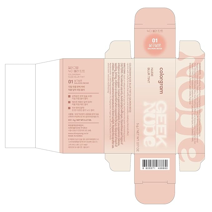 COLORGRAM NUDE BLUR TINT 01 SALMON BEIGE | Soft Velvet Matte Lip Stain & Cheek Tint | Lightweight Blurring Tint for a Smooth & Airbrushed Finish | 24H Hydration, Long-Lasting & Non-Sticky Formula-Velvo Beauty