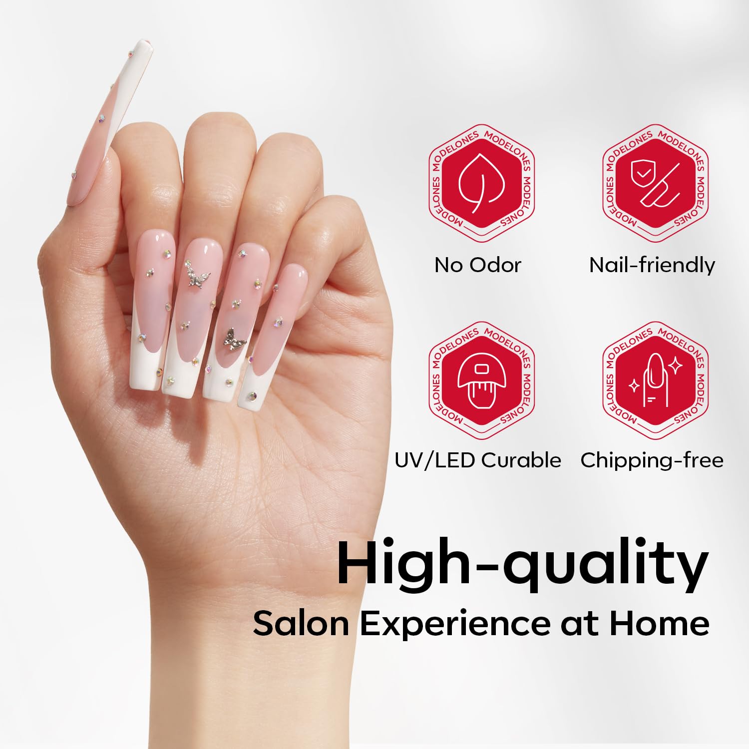 modelones Long Square Nail Tips, 2XXL Straight No C Curve Half Cover Soft Gel Tips Pre-shaped Acrylic Fake Nails False Clear Press on Extension Gel Kit Manicure DIY at Home 216PCS 12Sizes-Velvo Beauty