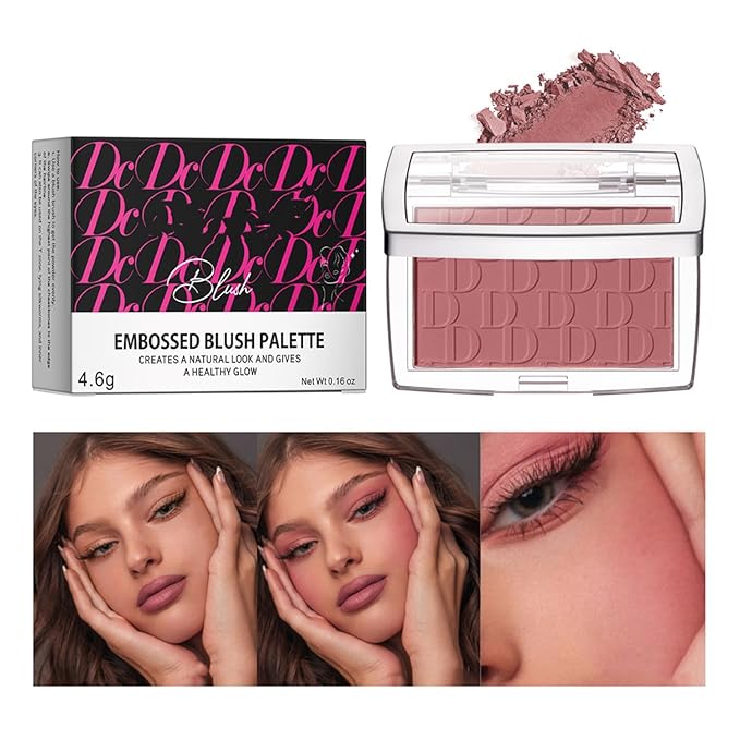 MAEPEOR Embossed Blush 6 Colors Smooth Blendable Face Blush Long-Lasting Natural Look Blush Powder Blush for Cheeks (12 Rosewood)-Velvo Beauty