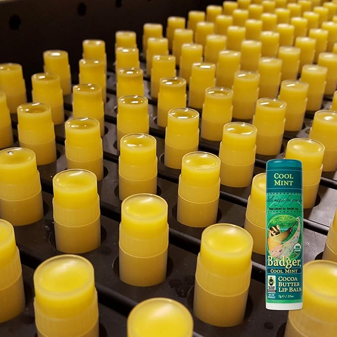 Badger - Cocoa Butter Lip Balm, Cool Mint, Certified Organic Lip Balm, Fair Trade, Natural Lip Balm, Lip Butter, Lip Balm Cocoa Butter, Cocoa Care Lip Balm, 0.25 oz-Velvo Beauty