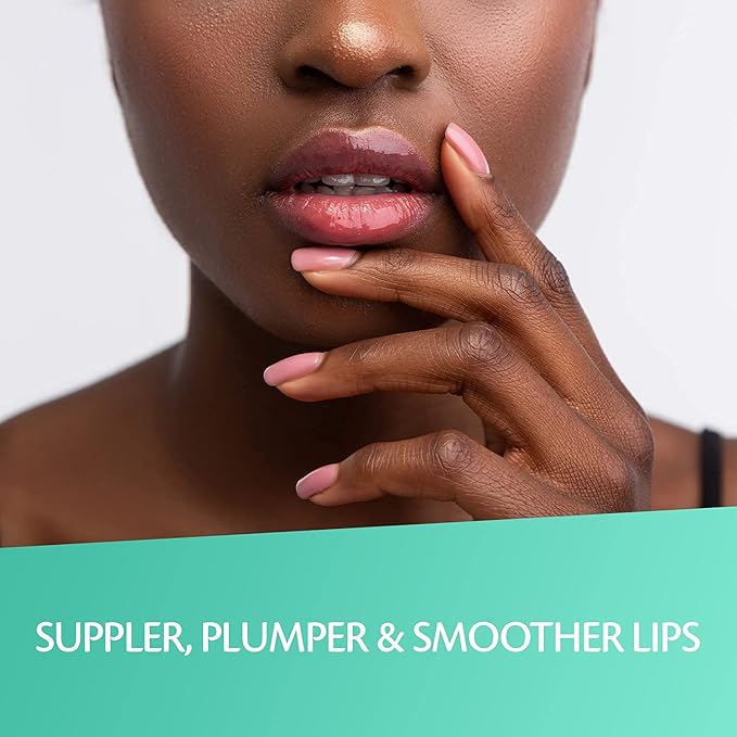 Collagen Lip Plumper Clinically Proven Natural Lip Enhancer for Fuller Softer Lips Increased Elasticity Reduce Fine Lines Hydrating Plump Gloss Lipstick Primer 4 ml (Teal) by M3 Naturals-Velvo Beauty