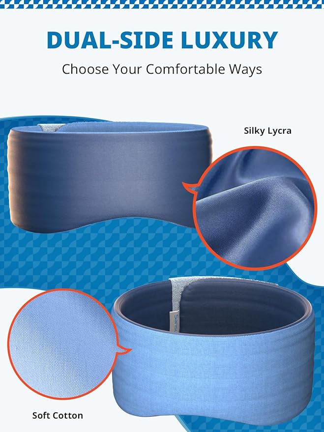 Sleep Mask, Eye Mask for Sleeping, Upgrade Ultra-Soft Blackout Eye Cover for Women Men, Wider Adjustable Strap for Side Sleeper, Travel, Nap, Yoga, Relief Eye, Blue-Velvo Beauty