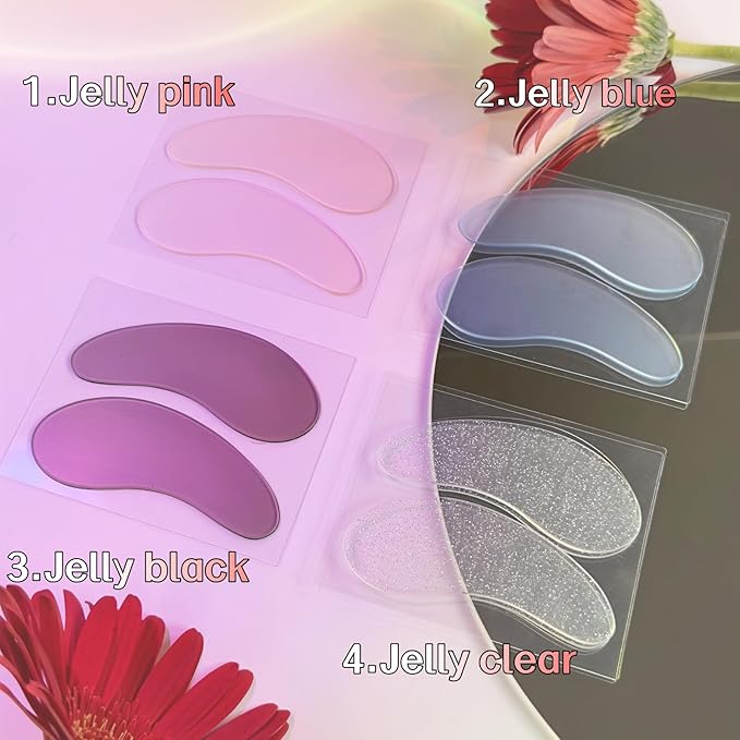 Under Eye Patches For Lash Lift Eyelash Extension Durable Gel Eye Pads Separate Upper & Lower Lashes Sticky Gel Eye Patch - Moon Shape Fit Eyelids Eyelash Mask Cover 4 Colors-Velvo Beauty
