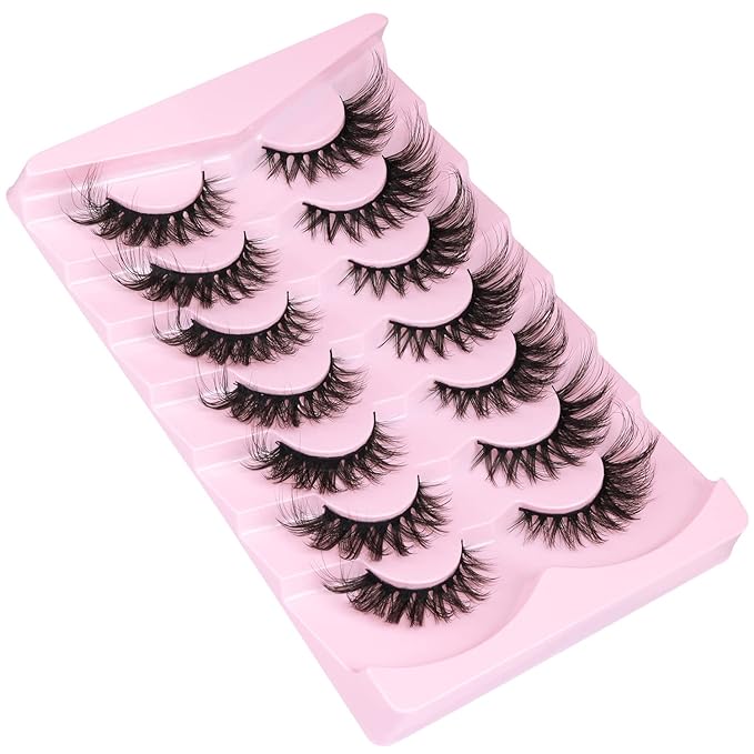 Fox Eye Lashes Faux mink Eyelashes Wispy Cat Eye Long False Eyelahses Dramatic Cross Full Volume Strip Lashes Pack 7 Pairs-Velvo Beauty