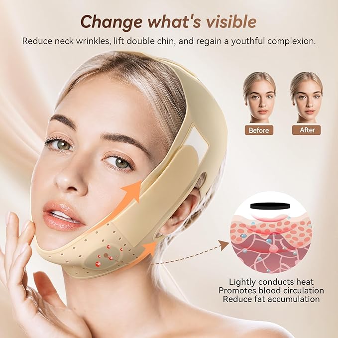 Reusable V Line Silicone Face Strap, Soft Silicone Chin Strap for Women 23-27 Inches (Skin yellow)-Velvo Beauty