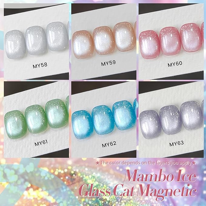 Born Pretty Magnetic Gel Nail Polish Pastel Cat Magnetic Eye Gel Polish Glitter Shimmer Auroras Magnetic Gel Nail Art Manicure Kit 6PCS-Velvo Beauty