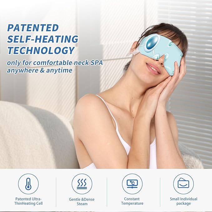 Steam Eye Mask Hyaluronic Acid Formula Self Heating Moist Eye Compress Disposable SPA Warm Eye Mask 5 Packs for Dry Eye, Eye Fatigue, Soothing Headache Travel Trouble Sleeping-Velvo Beauty