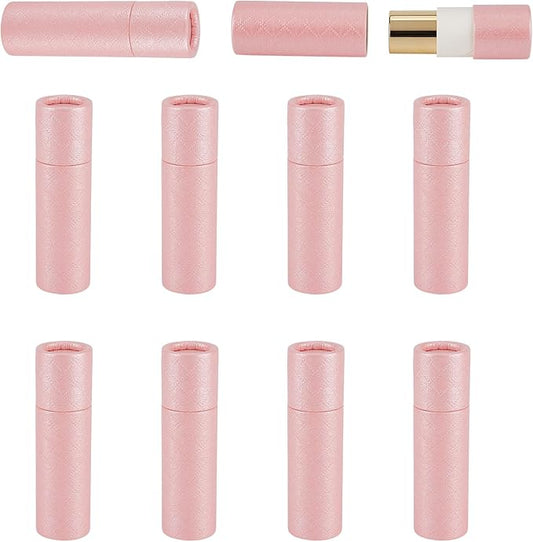 NICENEEDED 10 Pcs Paperboard Lip Balm Tubes, Refillable Paper Lipstick Tube, Round Cardboard Empty Lip Gloss Container Solid Perfume Tube Cosmetic Box for DIY Lip Gloss Balm and Chapsticks-Velvo Beauty