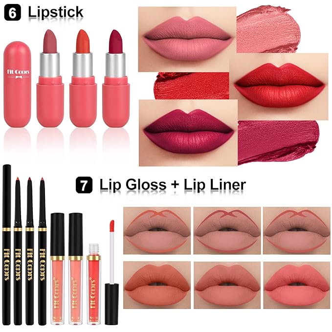 Fenshine Makeup Set,Make Up Starter Kit With Storage Bag Portable Travel Make Up Palette Eyeshadow Foundation Lip Gloss for Teenage & Adults (Type A)-Velvo Beauty