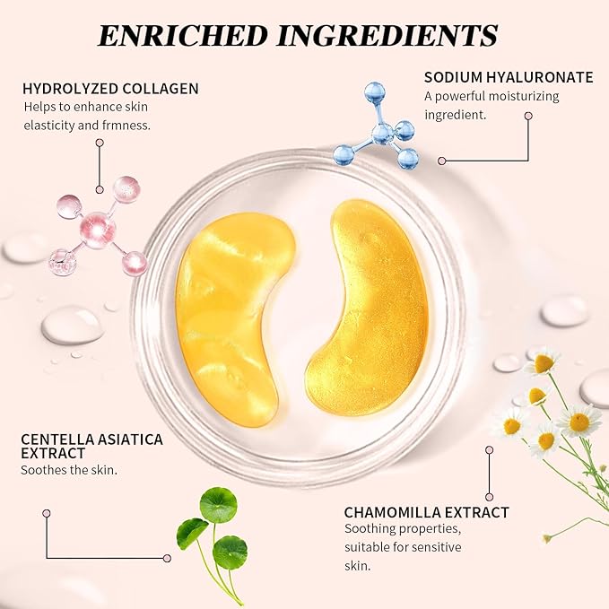 Under Eye Patches (24 Pairs), 24K Gold Under Eye Masks for Dark Circles, Puffy Eyes, Undereye Bags, Wrinkles - Rejuvenating & Revitalizing Eye Skincare Treatment - Bridesmaid Gifts for Women-Velvo Beauty