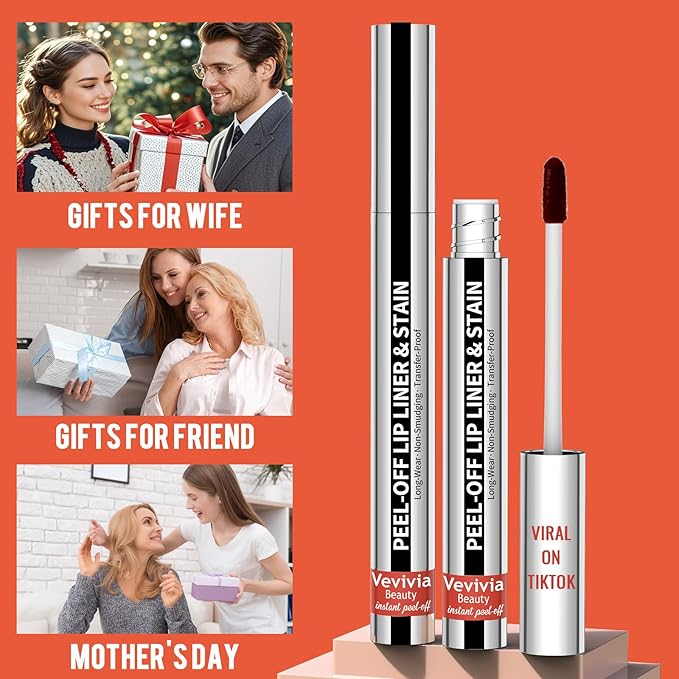 2pcs Lip Stain Peel Off - Lip Liner Stain Long Lasting Waterproof,2-in-1 Lip Liner with Tweezer Nude Matte,Non-Stick Cup,Highly Pigmented，Natural Finish,Stay On All Day,Perfect for Gift (Nude+Mauve)-Velvo Beauty