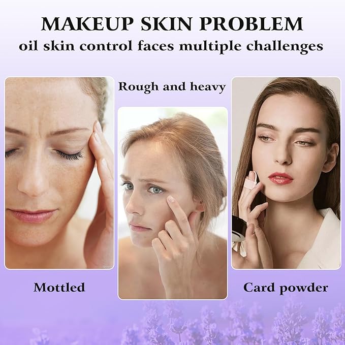 Chillab Lavender Matte Powder, Gel-like Formula Oil-Control Primer & Setting Powder, Polvos Compactos Matte Powder for Silky Blurring Oil Control-Velvo Beauty