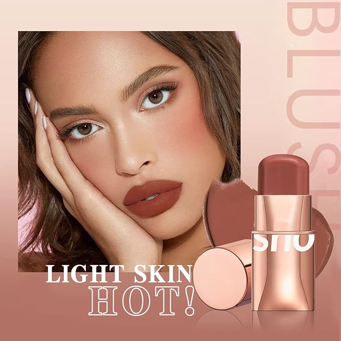 Cream Blush Stick for Cheeks Makeup,Waterproof Blush Face Stick Multi-Use Lip and Cheek Tint,Matte Finish Lightweight Easy to Blend Natural Cream Blusher Makeup for All Skin Tones- Rose Red-Velvo Beauty
