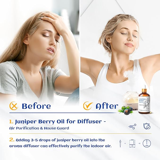 HIQILI 100ML Juniper Berry Essential Oil,100% Pure Natural Undiluted Premium - 3.38 Fl Oz-Velvo Beauty