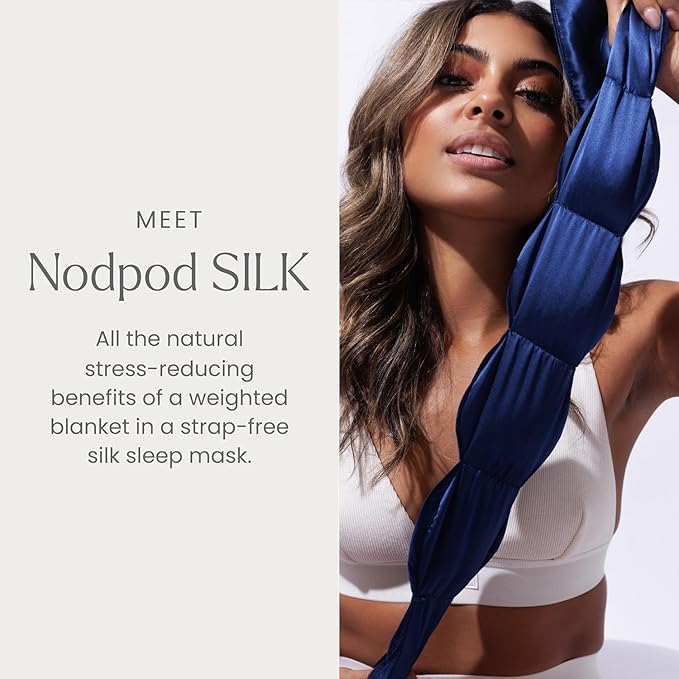 Nodpod Gentle Pressure Silk Sleep Mask | Patented Light Blocking Design for Sleeping, Travel & Relaxation | Bead Filled, Machine Washable (Sapphire)-Velvo Beauty