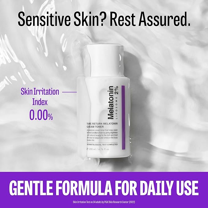 Time Return Melatonin Cream Toner | Highly Moisturizing Facial Toner for Sensitive Skin | Clarifying & Calming Toner for Face | Hydrating Toner for Face | Toner Cream Skin Toner (6.76 fl oz)-Velvo Beauty