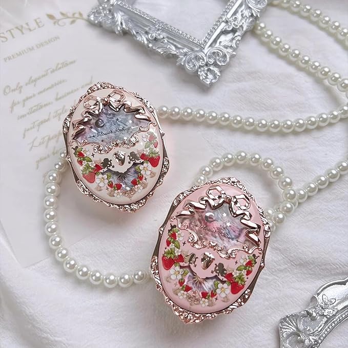 Flower Knows Strawberry Rococo Embossed Blush;Berry Matte Finish;Buildable & Blendable Powder Blush for cheeks,Highly Pigmented;Natural Flush for All Skin Tones(05 Berry Mary, 5g)-Velvo Beauty