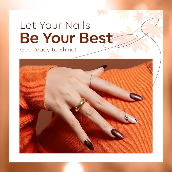 modelones Chameleon Gel Nail Polish Set, 6 Colors Fall Gel Polish Kit Glitter Shimmer Brown Orange Yellow Soak Off LED Nail Lamp Home Gift DIY Salon For Women Girl-Velvo Beauty