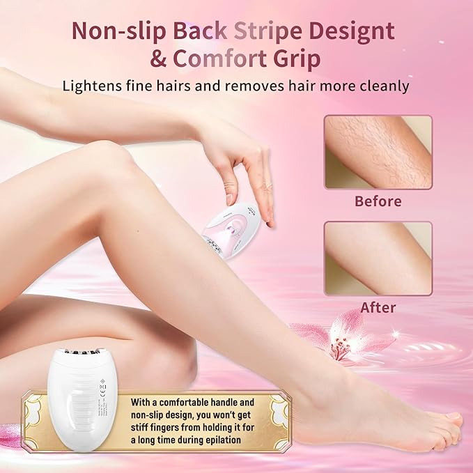 Smooth Glide Epilators Hair Removal for Women, 2 Speed Hair Removal Device with LED Light, Portable Rechargeable Face Epilator, Epilator for Women Face, Bikini, Arm, Legs, Armpits-Velvo Beauty