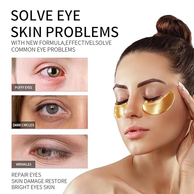 Under Eye Patches for Dark Circles and Puffy Eyes (30 Pairs), 24K Gold Eye Masks for Reducing Wrinkles and Fine Lines Under eye, Collagen Eye Gel Pads Improve and Firm Eye Skin, Natural Extract-Velvo Beauty