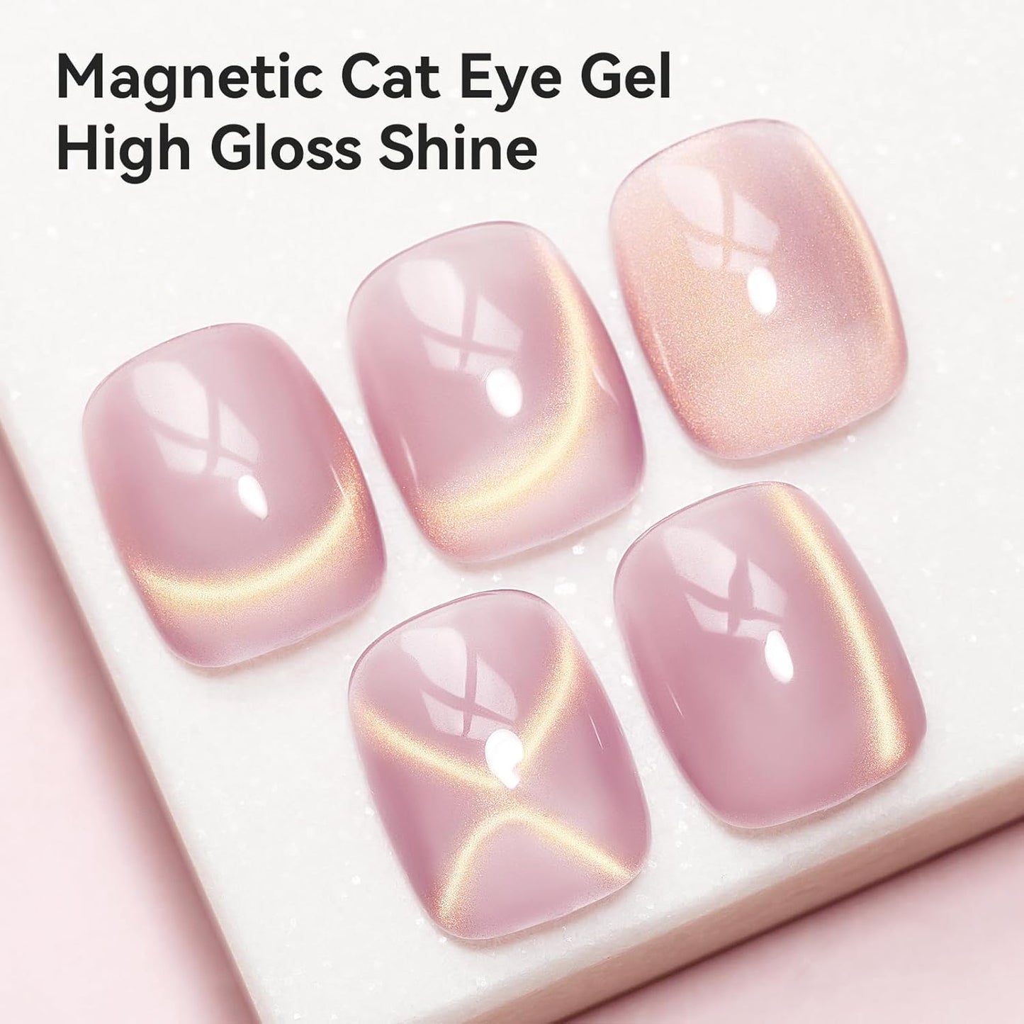 Cat Eye Gel Nail Polish Sheer Pink Glass Jelly Magnetic Nail Polish Gel Shimmer Glitter Gloss Shine Holographic Translucent Color For Nail Art Manicure DIY At Home 12ml-Velvo Beauty