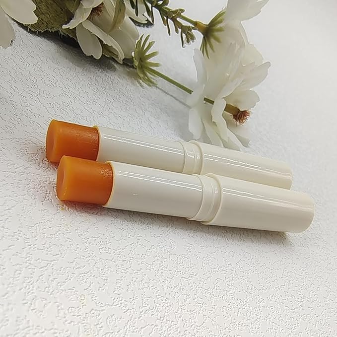 2PCS Natural Plant lip balm Pink Lips Serum Lightening Dark Lips Bleaching Essence Lip Balm Repair Fine Lines Brighten Moisture Exfoliator Lip Care (Orange)-Velvo Beauty