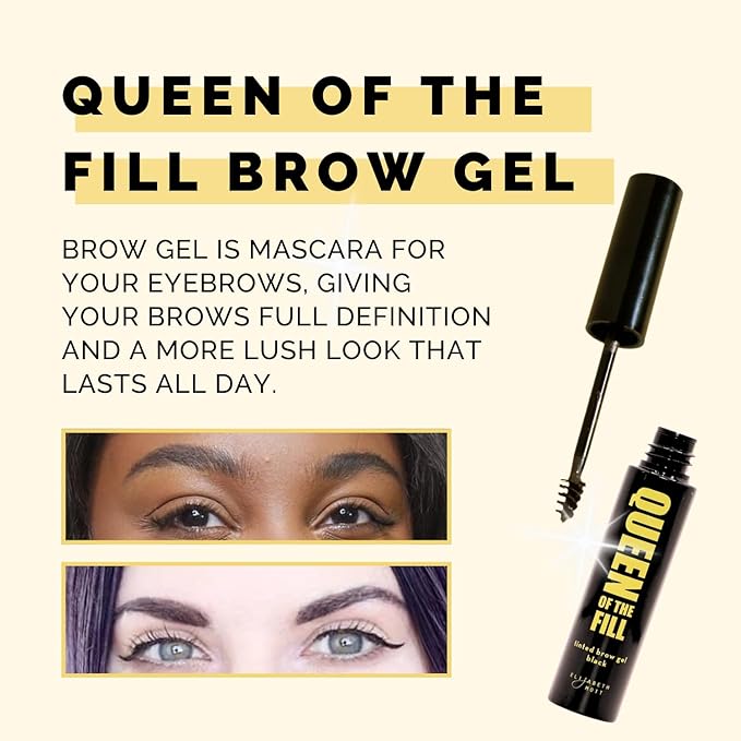 Elizabeth Mott Queen of the Fill Tinted Eyebrow Gel – Brow Filler, Volumizer & Setter – Defines, Shapes & Covers Gray Hairs – Water-Resistant, Long-Lasting – Cruelty-Free – Light Medium Brown 4g-Velvo Beauty