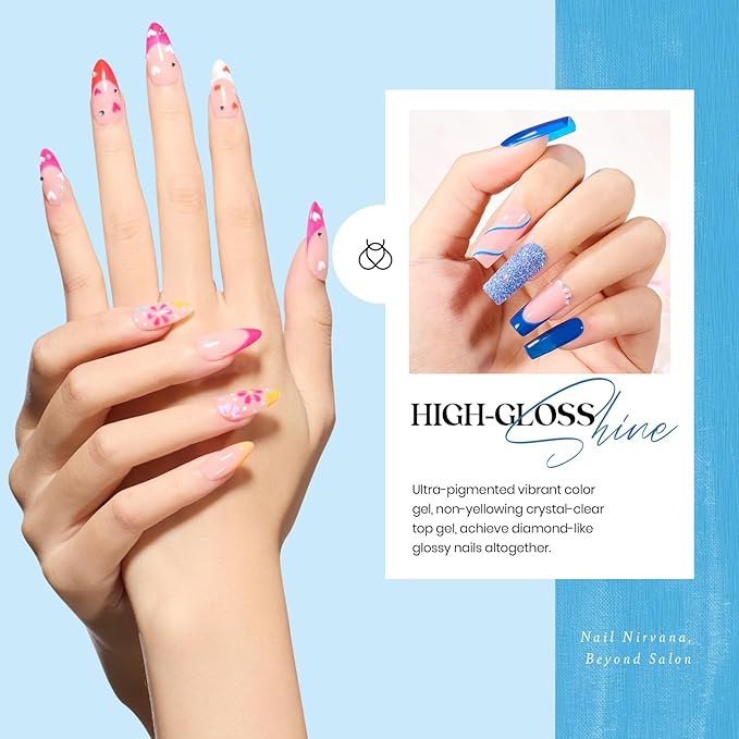 Beetles Fall Gel Nail Polish Set - 20 Pcs Neon Nail Gel Polish Set Soak Off Uv LED Gold Sliver Glitter Nail Polish Kit Blue Pink Black White Uv for Nail Art Salon Gift for Women-Velvo Beauty