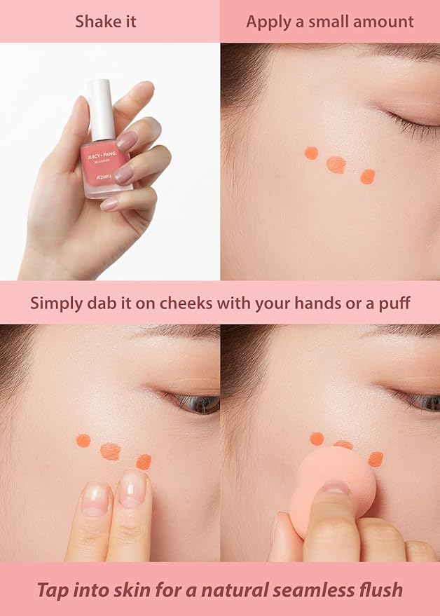 A'PIEU JUICY-PANG WATER BLUSHER (PK04 - Dewey Grapefruit Pearl) Korean Liquid Blush For Cheeks K Beauty Makeup-Velvo Beauty