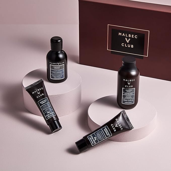 Malbec Mini Travel or Gift Set for Men. Limited Edition Set of Men’s Travel-Size Body Care Essentials in a Signature O Boticário Gift Box. Set of 4 Minis-Velvo Beauty