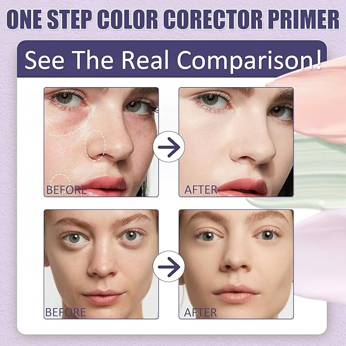 Primer for Face Before Makeup,One Step Color Corector Primer,SPF 50 PA+ 3 In 1 Sunscreen Isolation Cream,Color Correcting Facial Serum Oil Control & Moisturizing Skin Tone,Tinted Moisturizer with Spf-Velvo Beauty