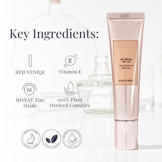 Monat BB Cream SPF 40 - Nude Broad-Spectrum Moisturizer, Lightweight Tinted Coverage, Fragrance-Free, 35ml/1.18 fl. oz.-Velvo Beauty