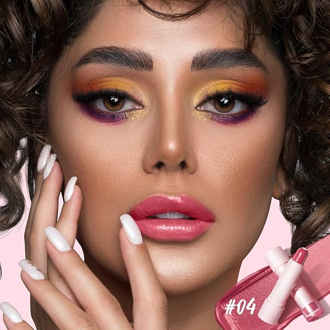 Tinted Lip Balm Chapstick with Color, Natural Semi - Gloss Finish, Hydrating/Coloring 2 in 1 Moisturizer Lip Stick for Girls & Women #04 Hot-Pink-Velvo Beauty