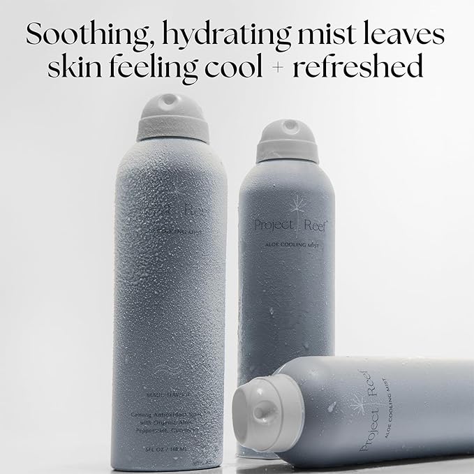 Non-Aerosol Cooling Mist w/Aloe Vera, Peppermint, Cucumber - Non-Sticky, Non-Greasy Formula, Sunburn Relief, After Sun Care, Hydrating Face & Body Spray-Velvo Beauty