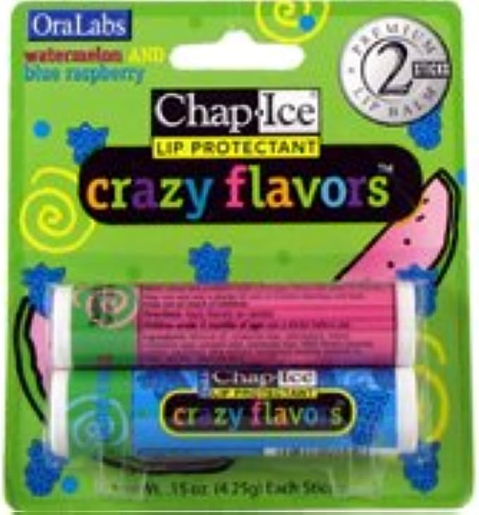 ChapIce Crazy Flavors Lip Balm Watermelon and Blue Raspberry 2 Sticks-Velvo Beauty