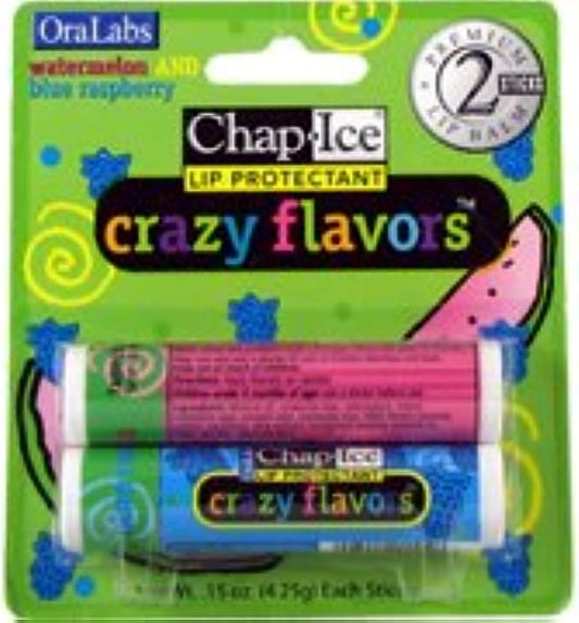 ChapIce Crazy Flavors Lip Balm Watermelon and Blue Raspberry 2 Sticks-Velvo Beauty