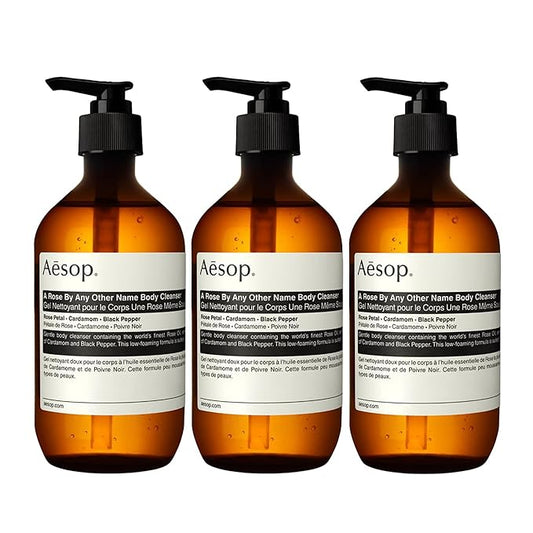Aesop A Rose By Any Other Name Body Cleanser | Gentle Body Cleanser with Rose Petal Oil & Skin-Softening Botanicals | 16.9 oz / 500mL (Pack of 3)-Velvo Beauty