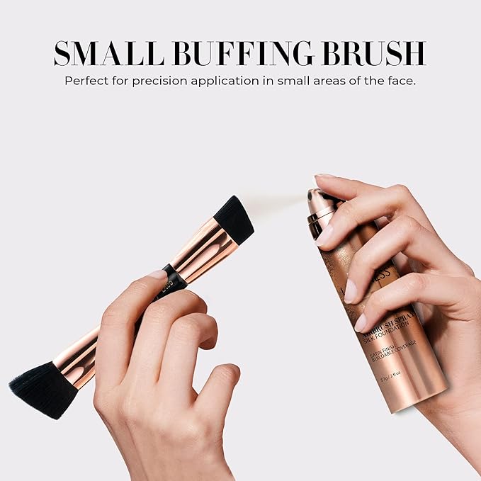 LUMINESS Dual-Sided Angled Buffing Brush - Cruelty-Free Synthetic Bristles Ideal for Foundation & Primer - Soft Fibers Gives Silky Touch on Skin & Creates Flawless Base with Perfect Finish-Velvo Beauty