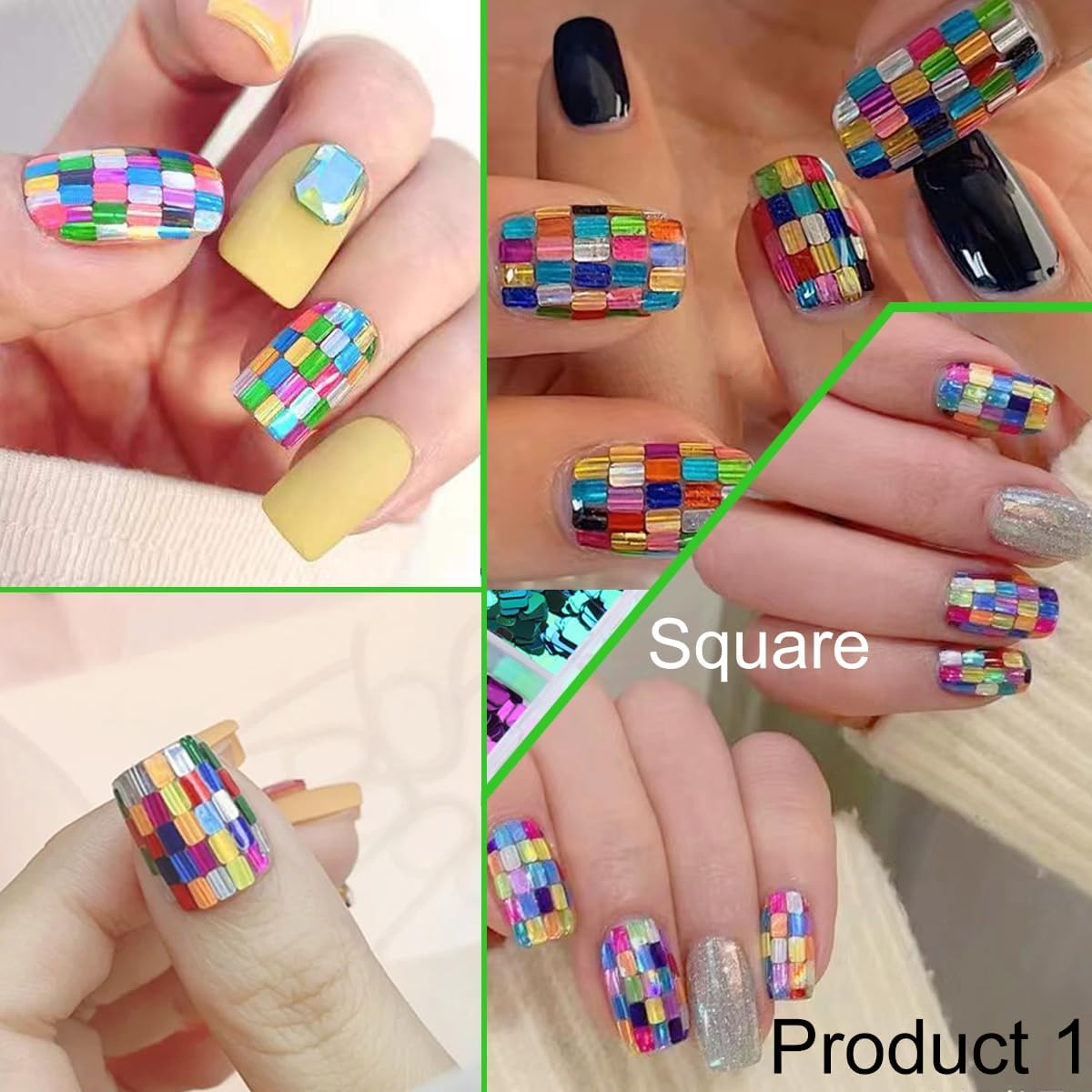 3 Boxes 36 Grids Holographic Nail Art Sequins Mermaid Hexagon Round Square Nail Glitter Decoration,DIY Chunky Holographic Supplies 3D Laser Flakes Sparkly Acrylic-Velvo Beauty
