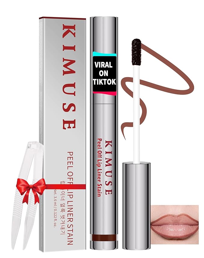 KIMUSE Lip Stain Peel Off, Peel Off Lip Liner Stain with Tweezer, Long Lasting, Waterproof, Transfer Proof Lipstains Color, Smudge-Free, Easy Removal, Matte Finish-Velvo Beauty