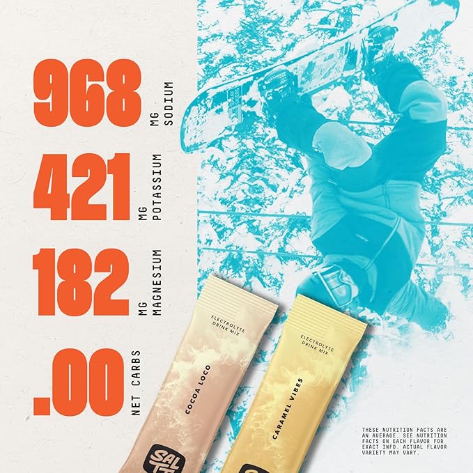 Keto Chow SALTT Electrolytes Powder Packets, Cocoa Variety Pack (30 Packets) - Magnesium, Potassium, Sodium, Trace Minerals - Vegan, Sugar Free, Gluten Free - Travel Essentials - Made in USA-Velvo Beauty