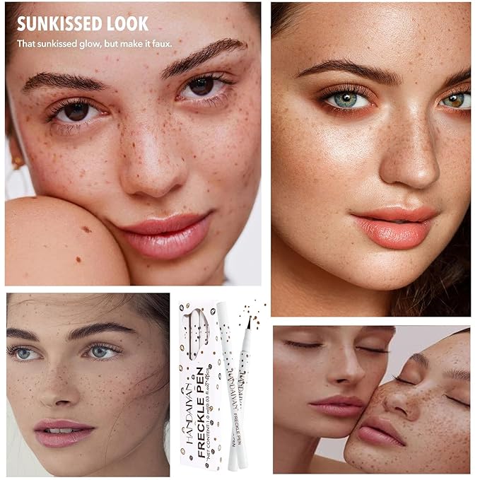 AKARY 4 Colors Freckle Pen Professional Lifelike Face Concealer Point Out Natural Waterproof Longlasting Soft Artificial Freckles Fine Makeup Freckle Pen Life Face Decoration (01+02+03+04)-Velvo Beauty