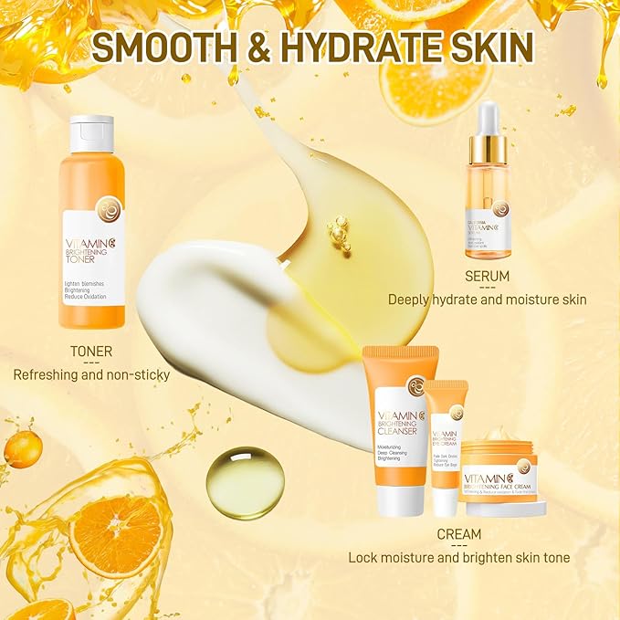 Skin Care Set, Vitamin C Skin Care Sets & Kits, Skin Care for Teenage Girls Gift Set with Cleanser, Toner, Serum, Eye Cream, Facial Cream, Facial Skin Care Sets & Kits for Teenage Girls Women-Velvo Beauty