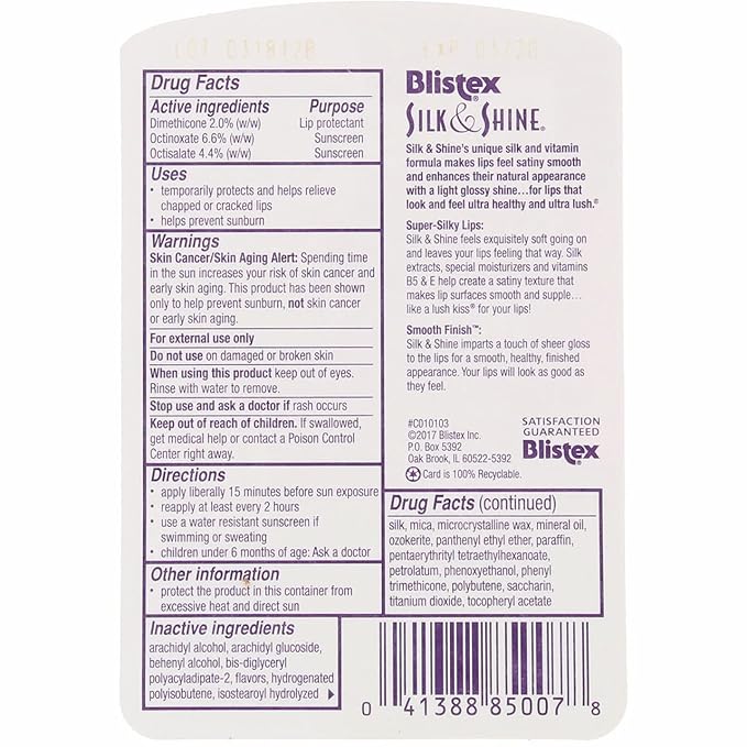Blistex Silk & Shine Lip Moisturizer 0.13 oz Pack of 6 (NO SPF)-Velvo Beauty