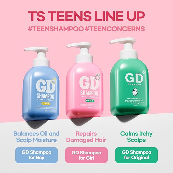 TS GD Shampoo for Girls | Korean Teen Shampoo with Upgraded Probiotics | Anti-Dandruff & Itchy Scalp Relief | Pink Peach Allergy-Free Fragrance | Sulfate-Free (13.53 fl oz, 400ml)-Velvo Beauty